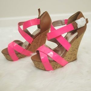 Charlotte Russe Crisscross Strap Cork Wedge Sandal